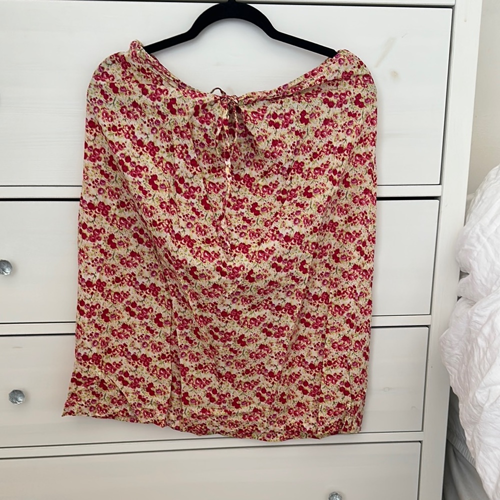 Floral Red and Cream Skirt
